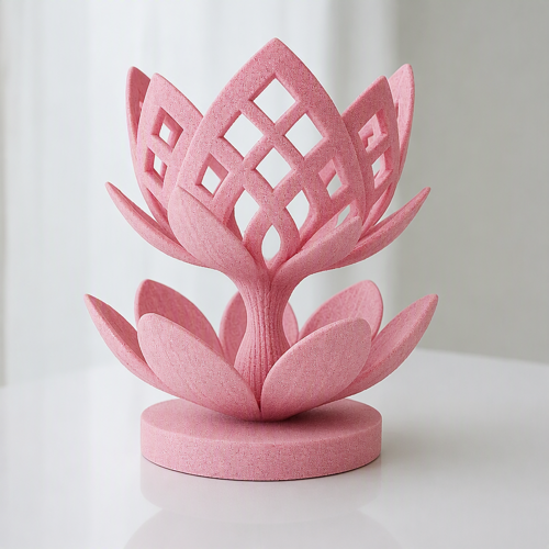 3D Baskı Lotus Çiçeği Mumluk - Dekoratif Tealight Mumluk-Pembe