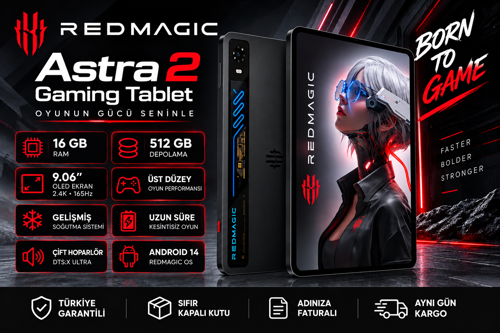 REDMAGIC Astra 2 Gaming Tablet 16GB + 512GB (REDMAGİC TÜRKİYE GARANTİLİ)