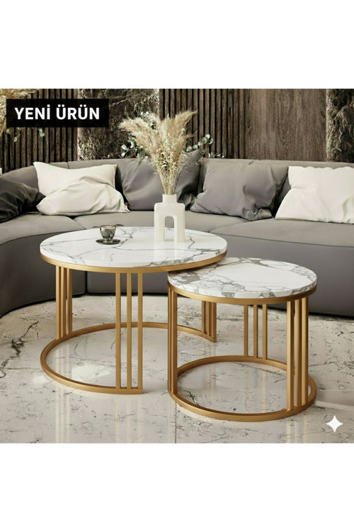 BELLA İKİLİ GOLD ORTA SEHPA METAL ORTA SEHPA