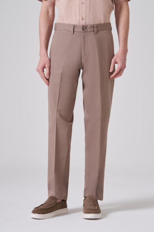 Erkek Vizon Pamuk Trend Dynamic Fit Chino Pantolon