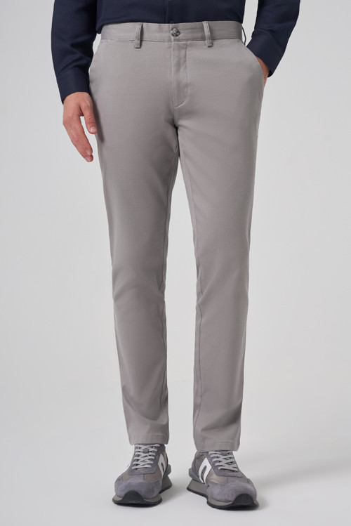 Erkek Gri Pamuk Trend Slim Fit Chino Pantolon