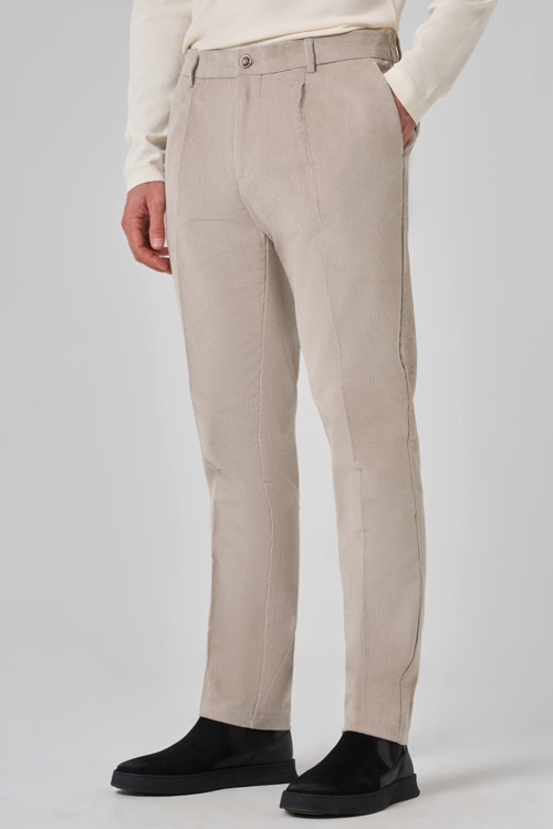 Erkek Taş Pamuk Trend Fitilli Kadife Lastikli Slim Fit Pantolon