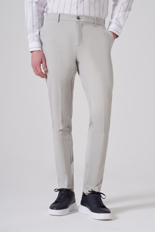 Erkek Taş Trend Yandan Lastikli Slim Fit Pantolon
