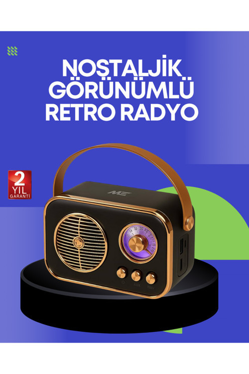 Klasik Retro Radyo – Bluetooth Destekli, FM Özellikli Şarjlı Hoparlör