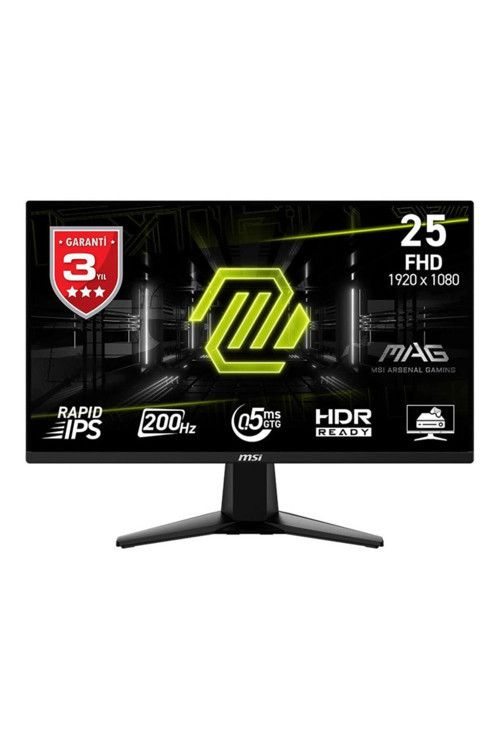 24.5" Mag 255F E20 1920x1080 Flat Rapid Ips 200Hz 0.5Ms (Gtg) Freesync Premium Gaming Monitor