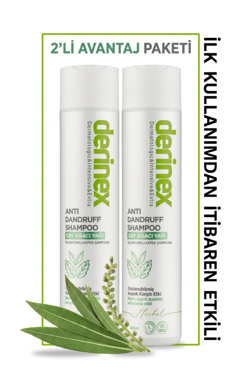 Anti Dandruff Çay Ağacı Yağı Selenyumlu Kepek Karşıtı Şampuan 250 ml x 2 Adet