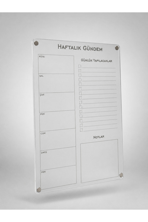 Şeffaf Akrilik Haftalık Planlayıcı Yazı Tahtası Silinebilir