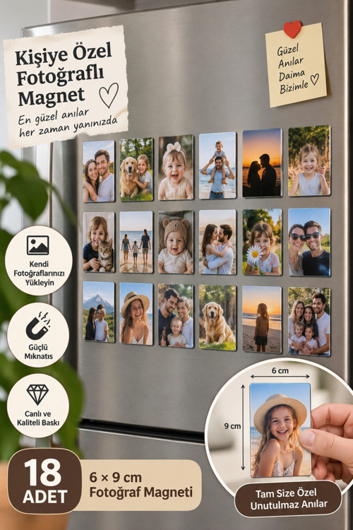 Kişiye Özel Fotoğraflı Magnet 18 Adet 6×9 cm (Sürpriz Hediyeli)