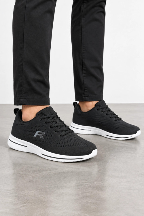 Rene Erkek Bağcıklı Günlük Sneaker Ayakkabı - Siyah