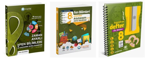 Çanta 2027 8. Sınıf Fen Bilimleri Zaman Ayarlı + Etkinlikli Kazanım Soru Bankası + Kazandıran Defter Seti 3 Kitap