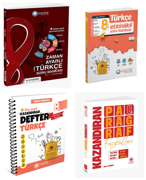 Çanta 2027 8. Sınıf Türkçe Zaman Ayarlı + Etkinlikli Kazanım Soru Bankası + Kazandıran Defter + Kazandıran Paragraf Fasi