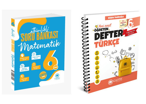Çanta 2027 6. Sınıf Matematik Etkinlikli Kazanım Soru Bankası + Türkçe Öğreten Defter Seti 2 Kitap Maarif Model