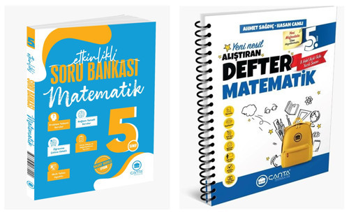 Çanta 2027 5. Sınıf Matematik Etkinlikli Kazanım Soru Bankası + Alıştıran Defter Seti 2 Kitap Maarif Model