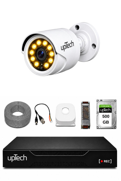 Full HD 1 Kameralı Gece Renkli Görüş Su Geçirmez Güvenlik Kamera Seti 500GB HDD 2239