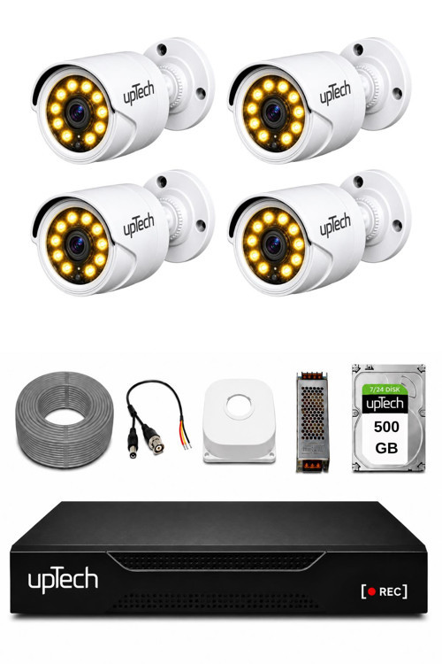 Full HD 4 Kameralı Gece Renkli Görüş Su Geçirmez Güvenlik Kamera Seti 1 TB HDD 2239