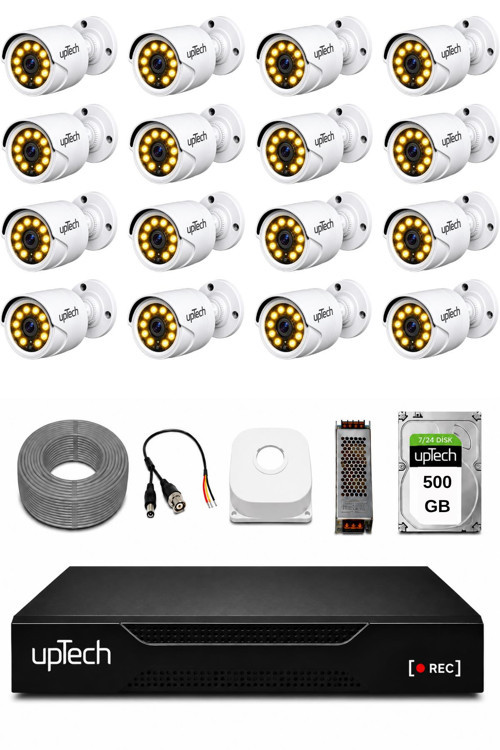 Full HD 16 Kameralı Gece Renkli Görüş Su Geçirmez Güvenlik Kamera Seti 1 TB HDD 2239