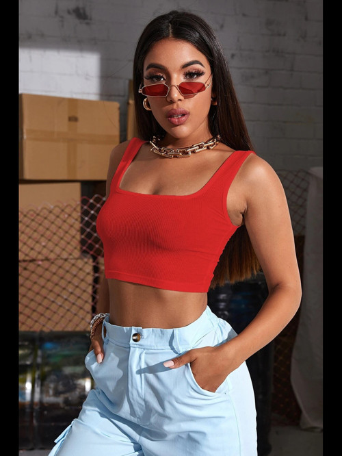 Fantezia Night Kadın Kırmızı Kalın Askılı Crop Top Büstiyer