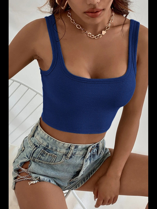 Fantezia Night Kadın Lacivert Kalın Askılı Crop Top Büstiyer