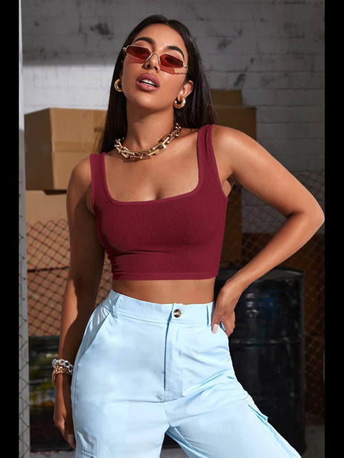 Fantezia Night Kadın Bordo Kalın Askılı Crop Top Büstiyer