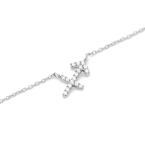 Crystal Zodiac Chain Necklace Silver Scorpio