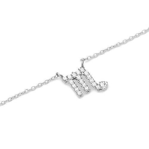 Crystal Zodiac Chain Necklace Silver Scorpio