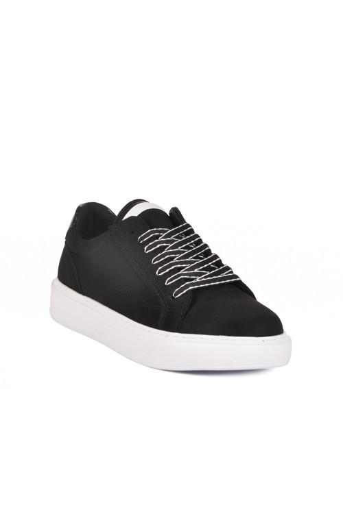Siyah Süet Bağcıklı Kalın Rahat Tabanlı Erkek Sneaker Casual Ayakkabı 539