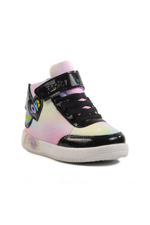 Renkli Desenli Cırtlı Bilek Boy Kız Çocuk Spor Ayakkabı Sneaker