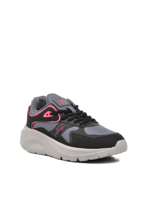 Füme-Fuşya Kalın Tabanlı Hafif Rahat Kadın Yürüyüş ve Spor Ayakkabı Sneaker