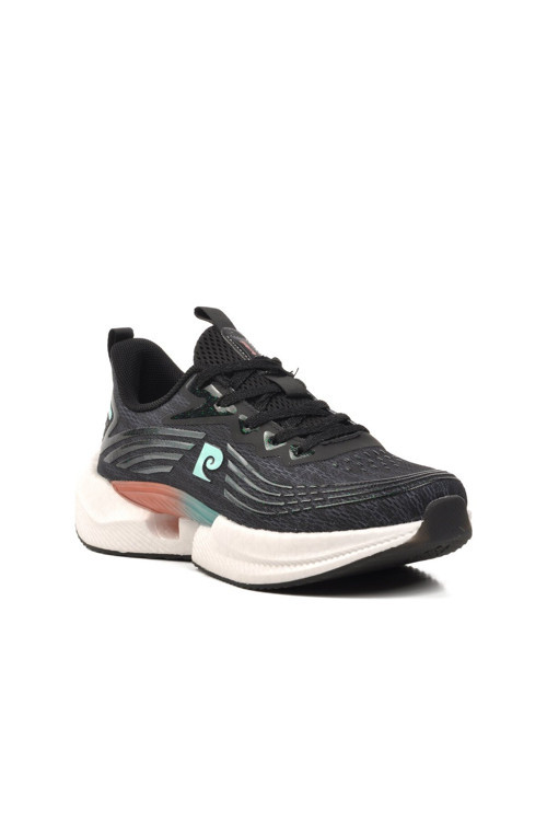 Siyah-Beyaz Bağcıklı Rahat Hafif Köpük Tabanlı Kadın Yürüyüş ve Spor Ayakkabı Sneaker 10020 G