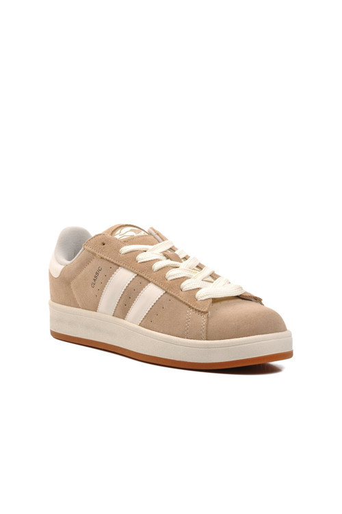 Bej Hafızalı Rahat Taban Bağcıklı Unisex Spor Ayakkabı Sneaker World M