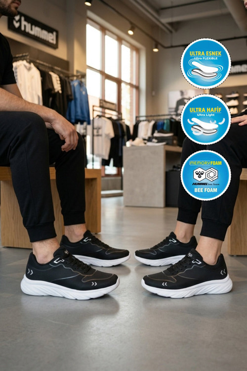 Siyah Bağcıklı Hafif Rahat Taban Unisex Yürüyüş ve Spor Ayakkabı 900898 Hml Thomson 26