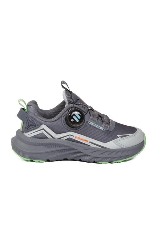 Gri Akıllı Bağcıklı Kalın Rahat Tabanlı Erkek Çocuk Spor Ayakkabı Sneaker 25001
