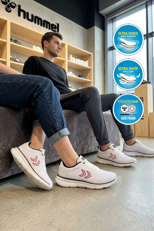 Beyaz-Siyah Fileli Hafif Rahat Esnek Unisex Yürüyüş ve Spor Ayakkabı 900882 Degas II