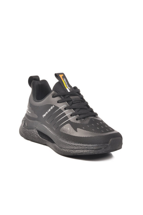 Siyah Fileli Bağcıklı Hafif Rahat Köpük Tabanlı Erkek Yürüyüş ve Spor Ayakkabı Sneaker PCI-11067 M