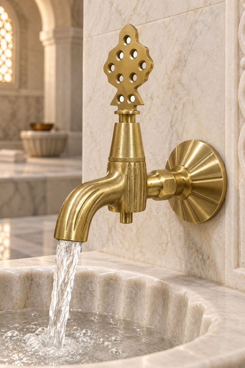 Altın Pirinç 180° Çevirmeli Hamam Kurnası Musluğu Dekoratif Hamam Banyo Sauna Osmanlı Çeşmesi
