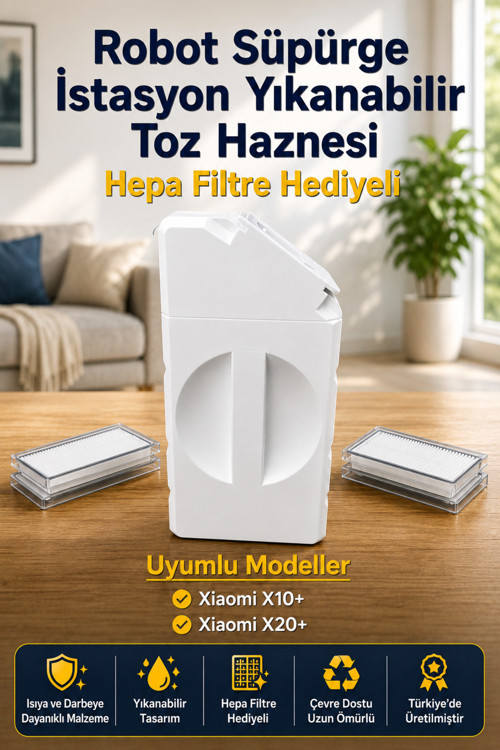 Xiaomi X10+/X20+ Uyumlu Yıkanabilir Yeniden Kullanılabilir Robot Süpürge Haznesi
