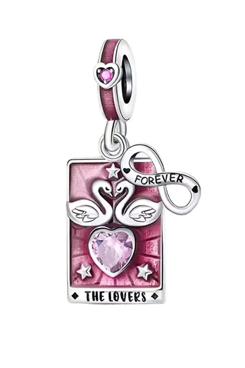 Kuğu Lovers Tarot Kartı Sallantılı 925 Ayar Gümüş Charm