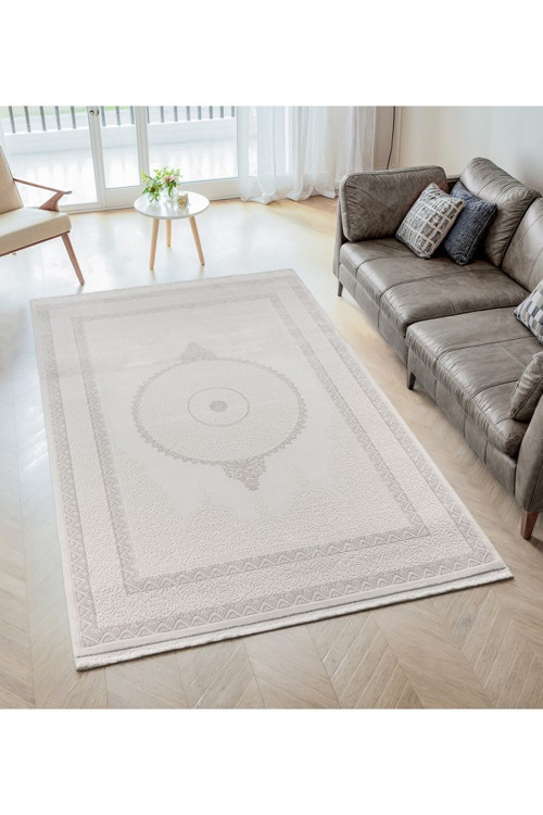 Modern Klasik Krem Kemik Renk Osmanlı Motifli Halı