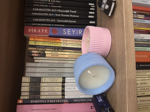 Dekoratif Beton Mum | El Yapımı | Tırtıklı Desen | Pembe 100 Gr
