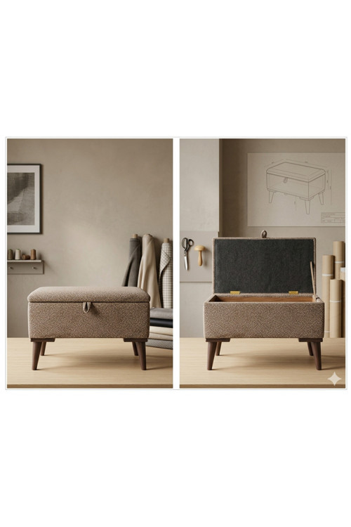 Sandıklı Puf Bench Ayak Ucu Teddy Kumaş 65*35