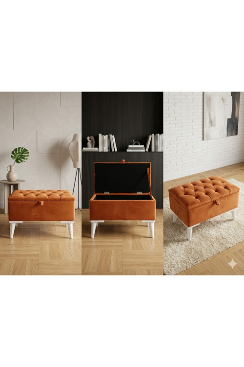 Sandıklı Puf Bench Ayak Ucu Silinebilir Beybifes Kumaş 65/35