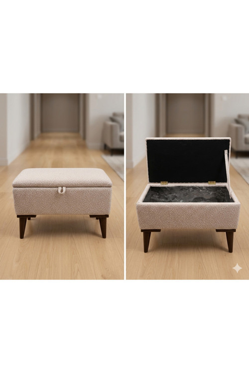 Sandıklı Puf Bench Ayak Ucu Silinebilir Teddy Kumaş 65/35