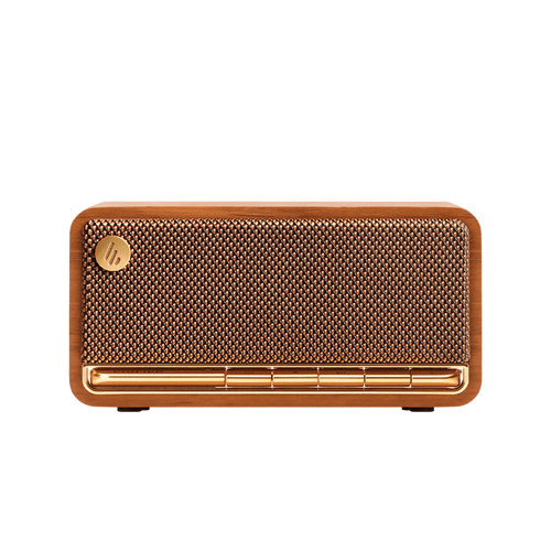 MP230 20W RMS Bluetooth 5.0 Retro Tasarımlı Taşınabilir Kablosuz Hoparlör – Ahşap Kabin, AUX/USB-C/TF Kart - Kahverengi