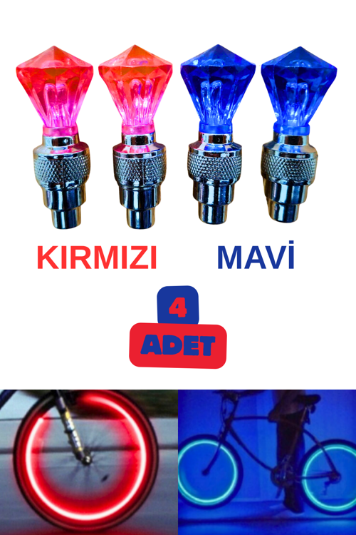 2 Çift Hareket Sensörlü Led Işıklı Sibop Elmas Şekilli Bisiklet Araç Motor Sibop Kapak Lambası