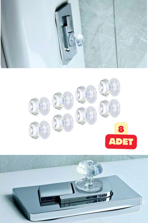 8 Adet Dolap Çekmece Kristal Tasarımlı Tutacak Set Pratik Yapışkanlı Mobilya Kulpu Buton Tutacağı