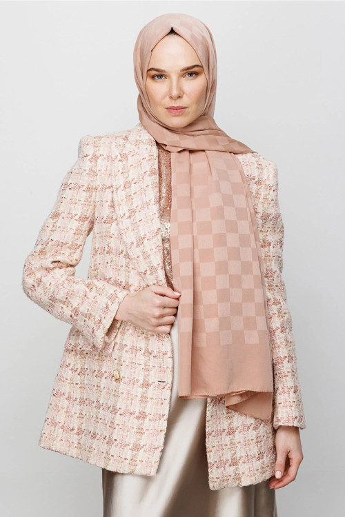 Dama Desen İpeksi Jakar Şal Rose