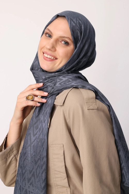 Karo Desen Parlak Jakar Şal Antrasit