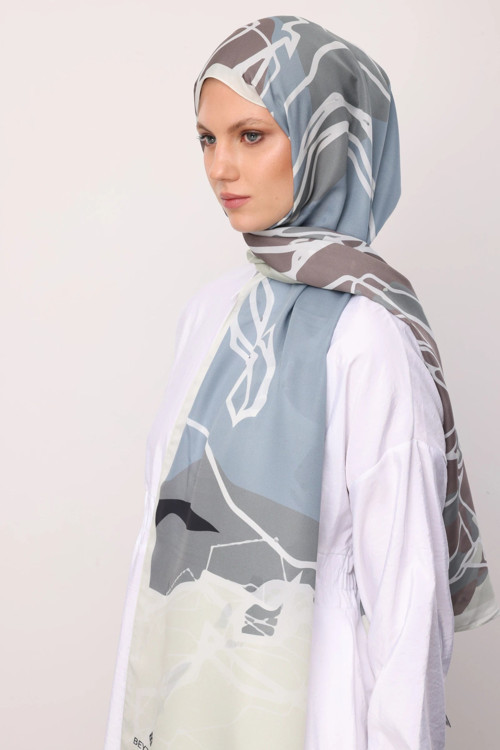 Turna Desen Sakura İpek Şal Sarı