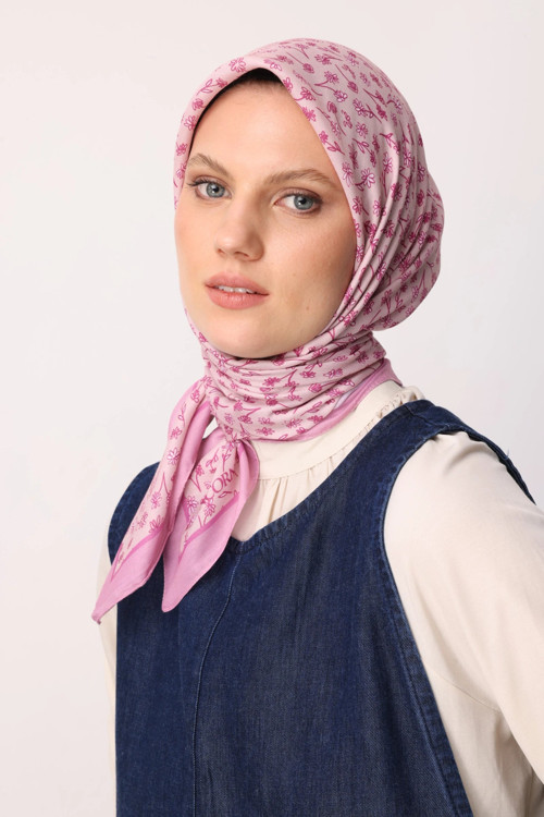Minor Desen Pamuk Eşarp Pembe