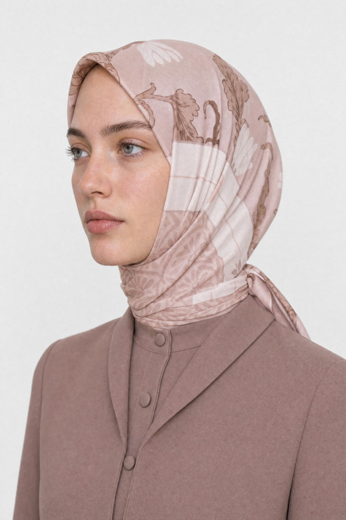 Veil Desen Organik Eşarp Krem